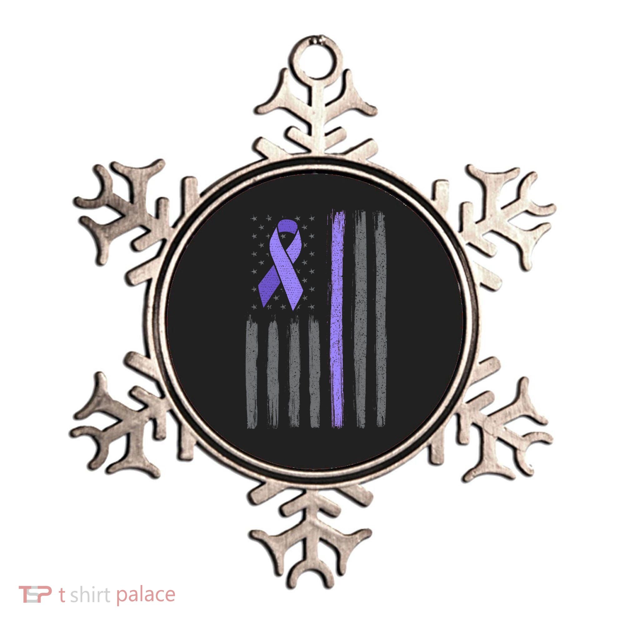 Purple Ribbon Flag Testicular Cancer Awareness Gift Ornament