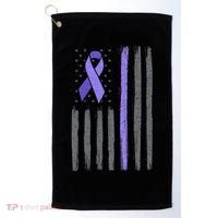 Purple Ribbon Flag Testicular Cancer Awareness Gift Golf Towel thumb 0