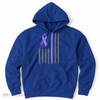 Purple Ribbon Flag Testicular Cancer Awareness Gift Hoodie thumb 0