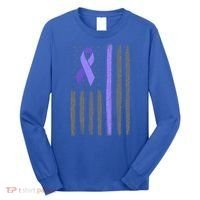 Purple Ribbon Flag Testicular Cancer Awareness Gift Long Sleeve Shirt thumb 0