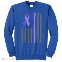 Purple Ribbon Flag Testicular Cancer Awareness Gift Sweatshirt thumb 0