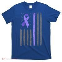 Purple Ribbon Flag Testicular Cancer Awareness Gift T-Shirt thumb 0