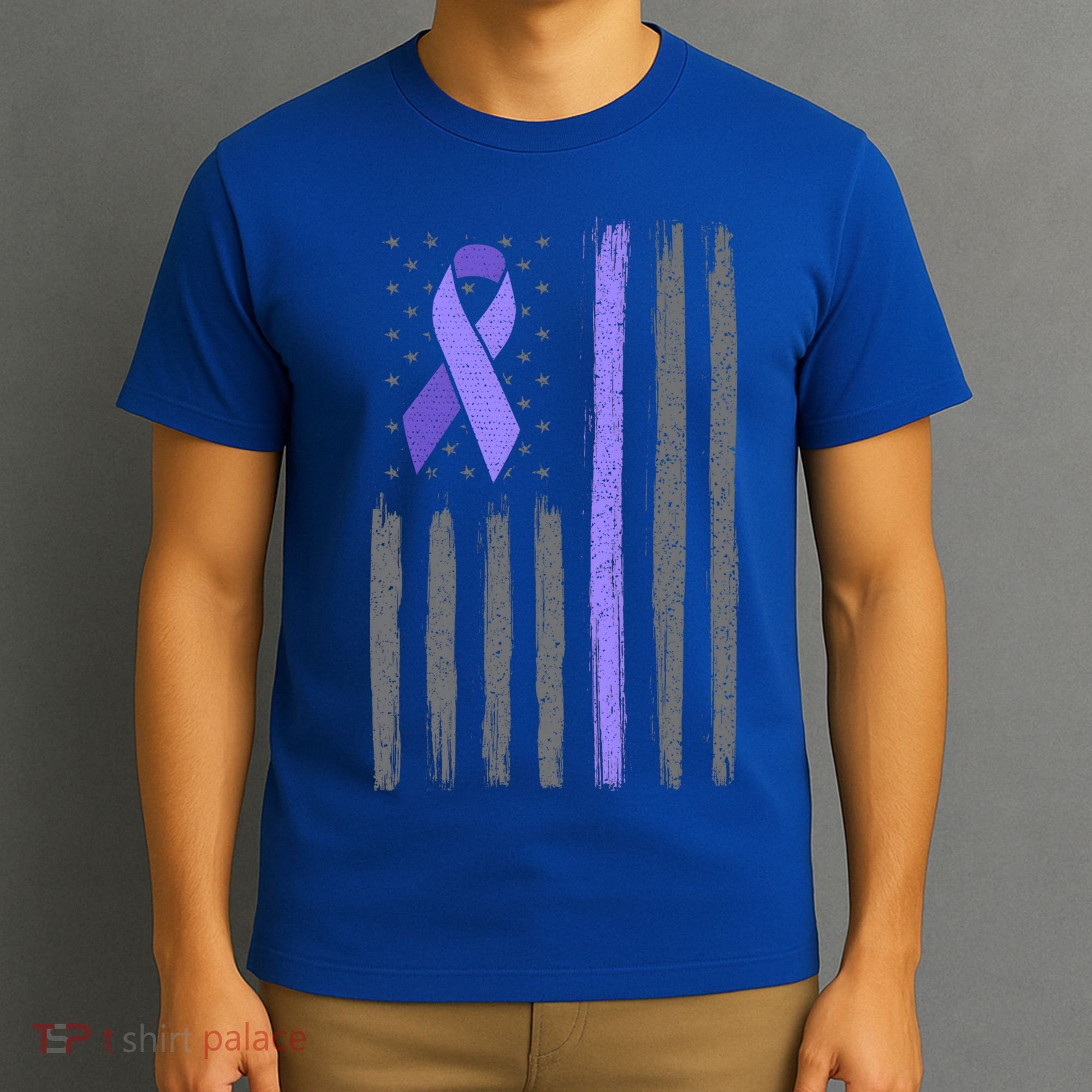 Purple Ribbon Flag Testicular Cancer Awareness Gift T-Shirt
