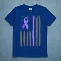 Purple Ribbon Flag Testicular Cancer Awareness Gift T-Shirt thumb 5