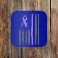 Purple Ribbon Flag Testicular Cancer Awareness Gift Coaster thumb 0