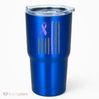 Purple Ribbon Flag Testicular Cancer Awareness Gift Tumbler thumb 0
