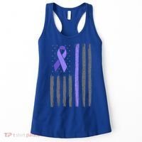 Purple Ribbon Flag Testicular Cancer Awareness Gift Women's Tank Top thumb 0