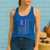 Purple Ribbon Flag Testicular Cancer Awareness Gift Women's Tank Top thumb 2