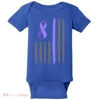 Purple Ribbon Flag Testicular Cancer Awareness Gift Baby Bodysuit thumb 0