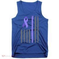 Purple Ribbon Flag Testicular Cancer Awareness Gift Tank Top thumb 0