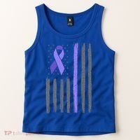 Purple Ribbon Flag Testicular Cancer Awareness Gift Tank Top thumb 2