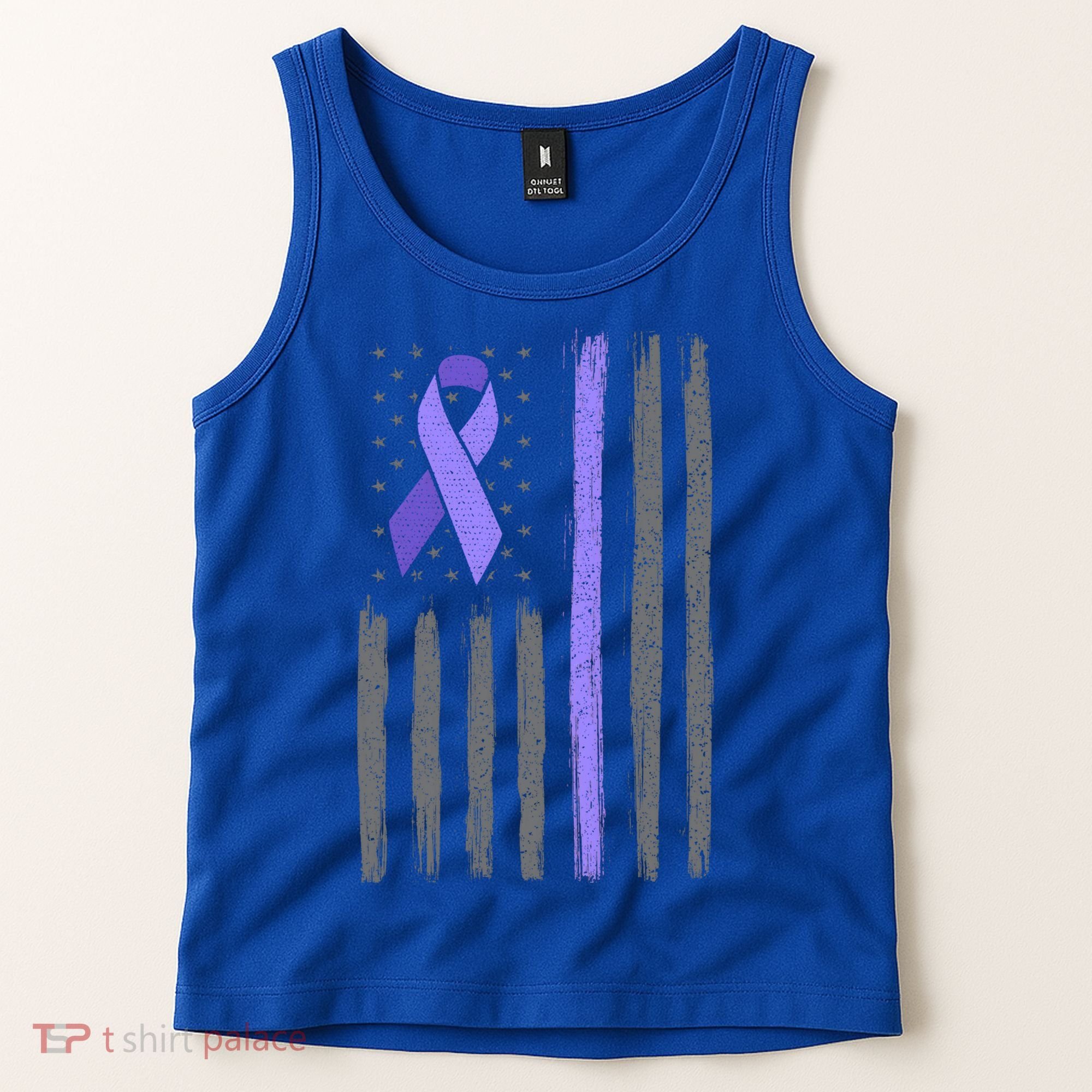Purple Ribbon Flag Testicular Cancer Awareness Gift Tank Top