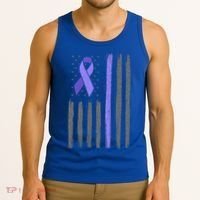 Purple Ribbon Flag Testicular Cancer Awareness Gift Tank Top thumb 3