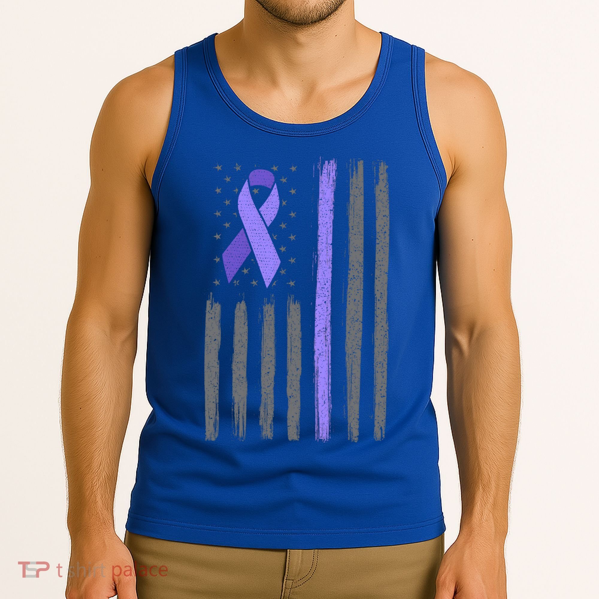Purple Ribbon Flag Testicular Cancer Awareness Gift Tank Top