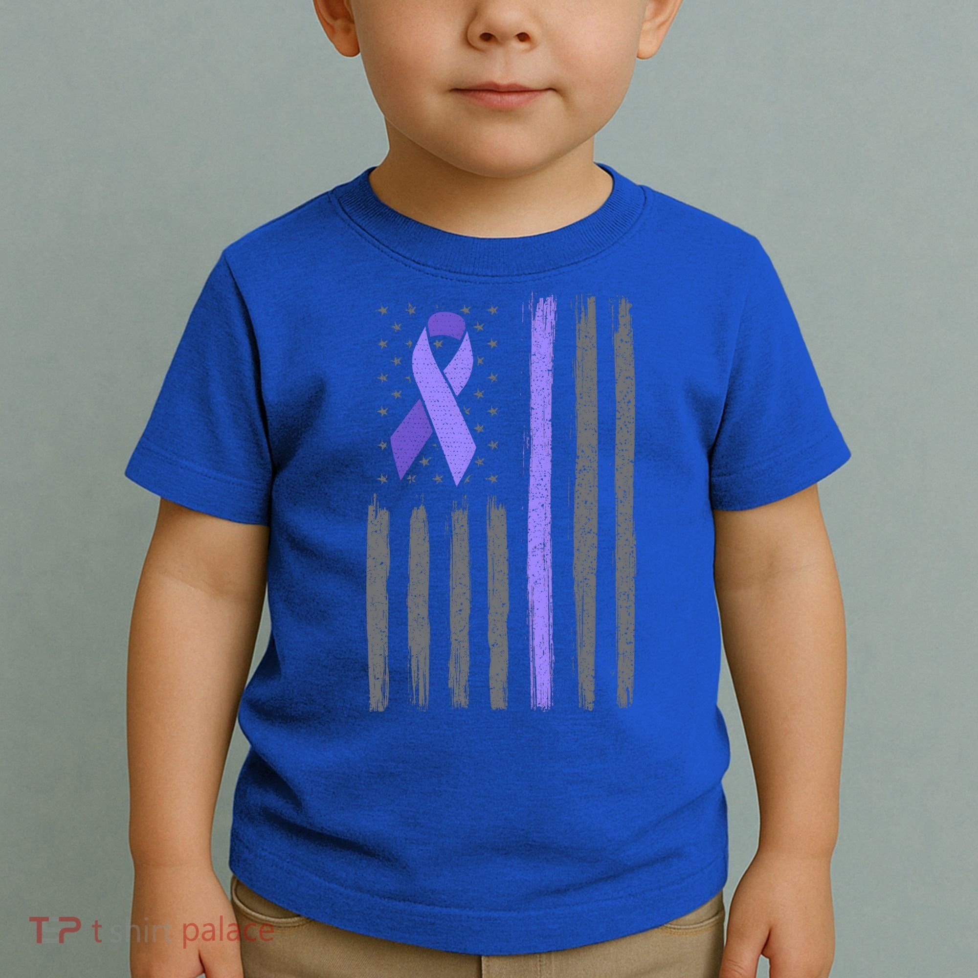 Purple Ribbon Flag Testicular Cancer Awareness Gift Toddler T-Shirt