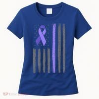 Purple Ribbon Flag Testicular Cancer Awareness Gift Women's T-Shirt thumb 0