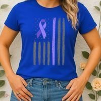 Purple Ribbon Flag Testicular Cancer Awareness Gift Women's T-Shirt thumb 2