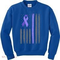 Purple Ribbon Flag Testicular Cancer Awareness Gift Kids Sweatshirt thumb 0