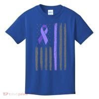 Purple Ribbon Flag Testicular Cancer Awareness Gift Kids T-Shirt thumb 0