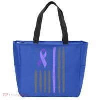 Purple Ribbon Flag Testicular Cancer Awareness Gift Tote Bag thumb 0