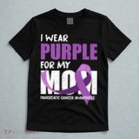 Purple Ribbon Fighter Mom Funny Pancreatic Cancer Awareness T-Shirt thumb 5