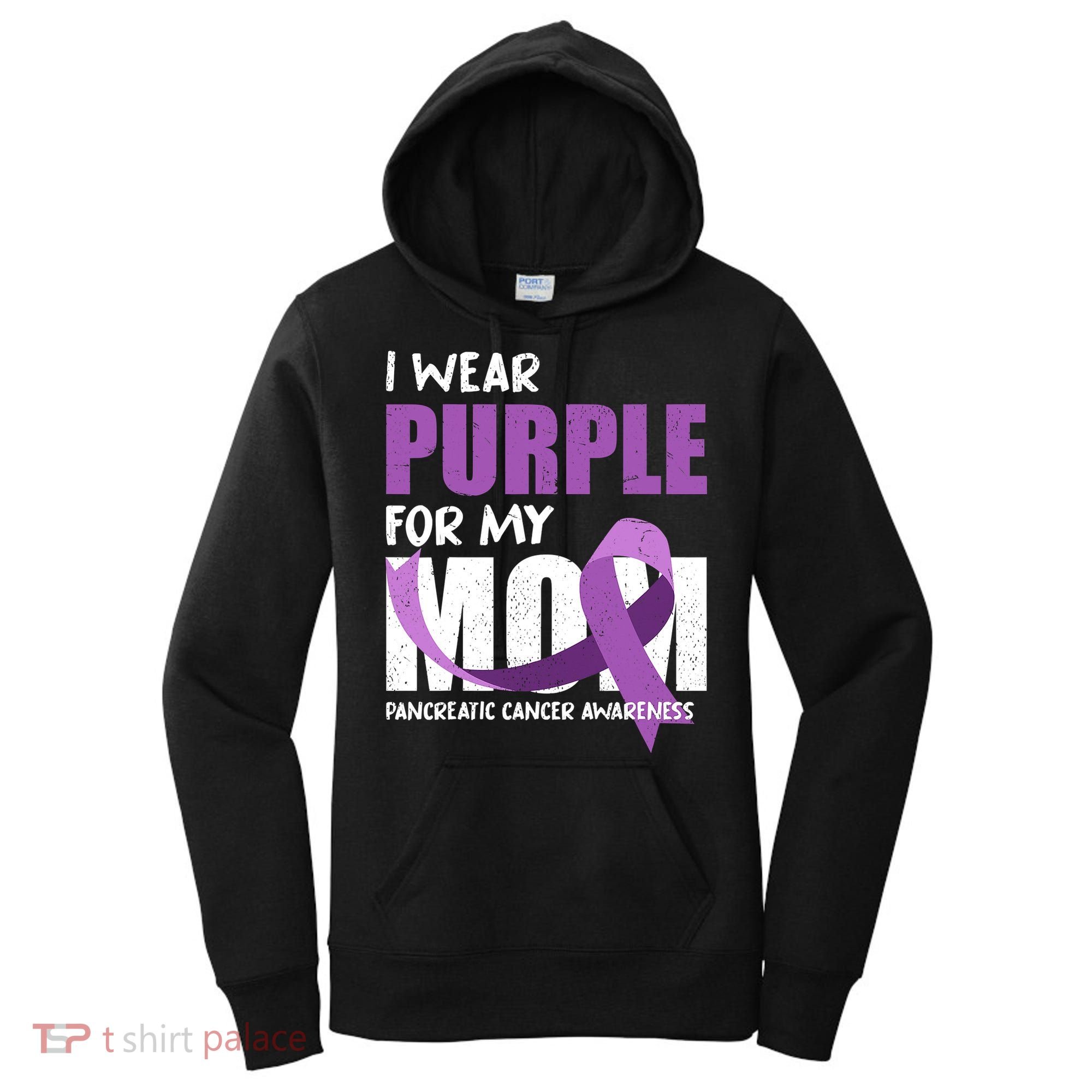 Purple Ribbon Fighter Mom Funny Pancreatic Cancer Awareness Women's Hoodie