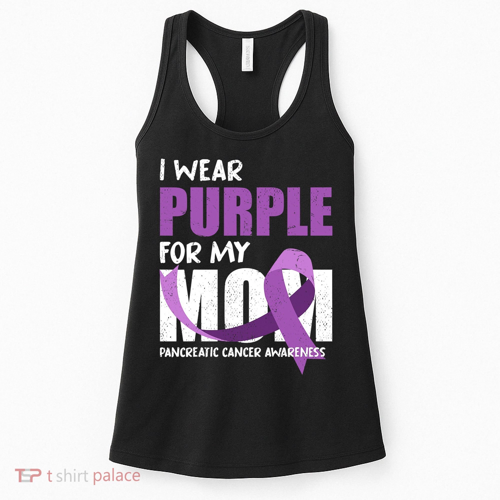 Purple Ribbon Fighter Mom Funny Pancreatic Cancer Awareness Women's Tank Top