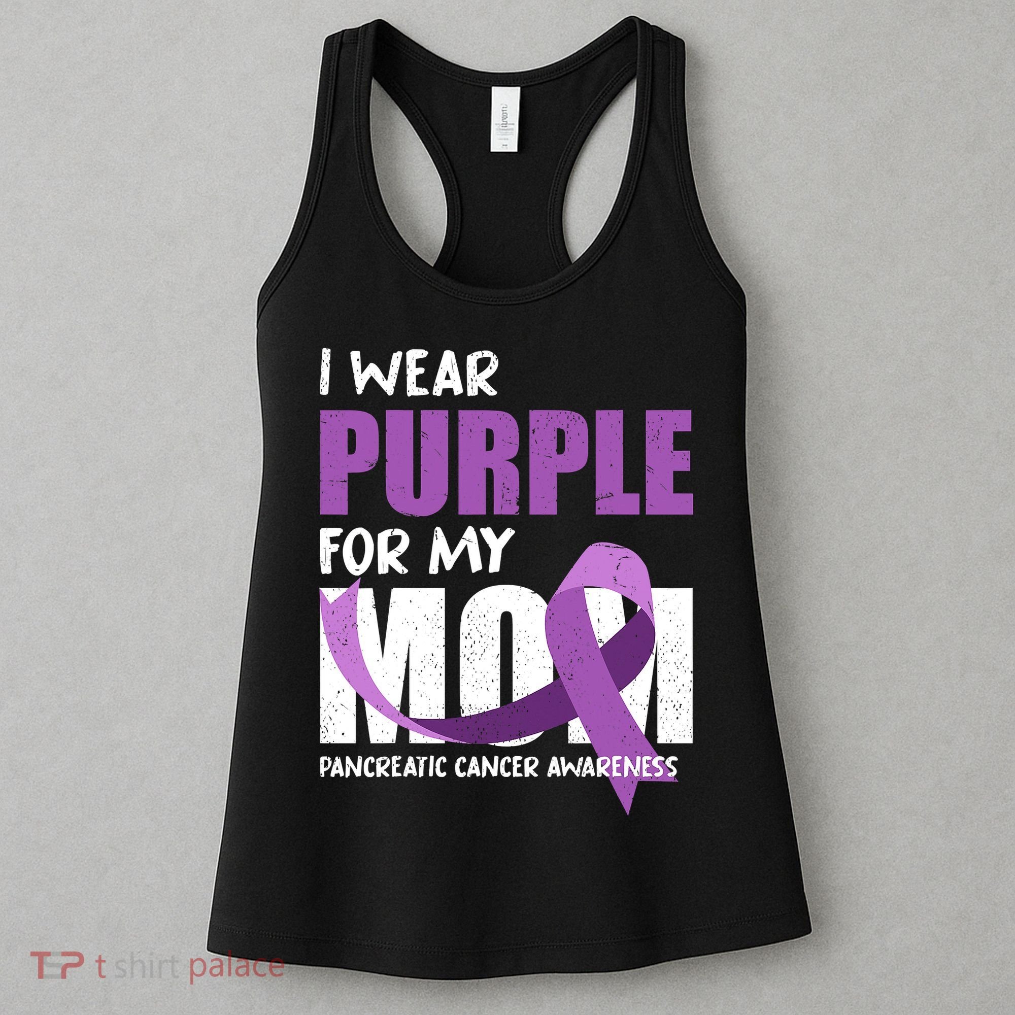 Purple Ribbon Fighter Mom Funny Pancreatic Cancer Awareness Women's Tank Top