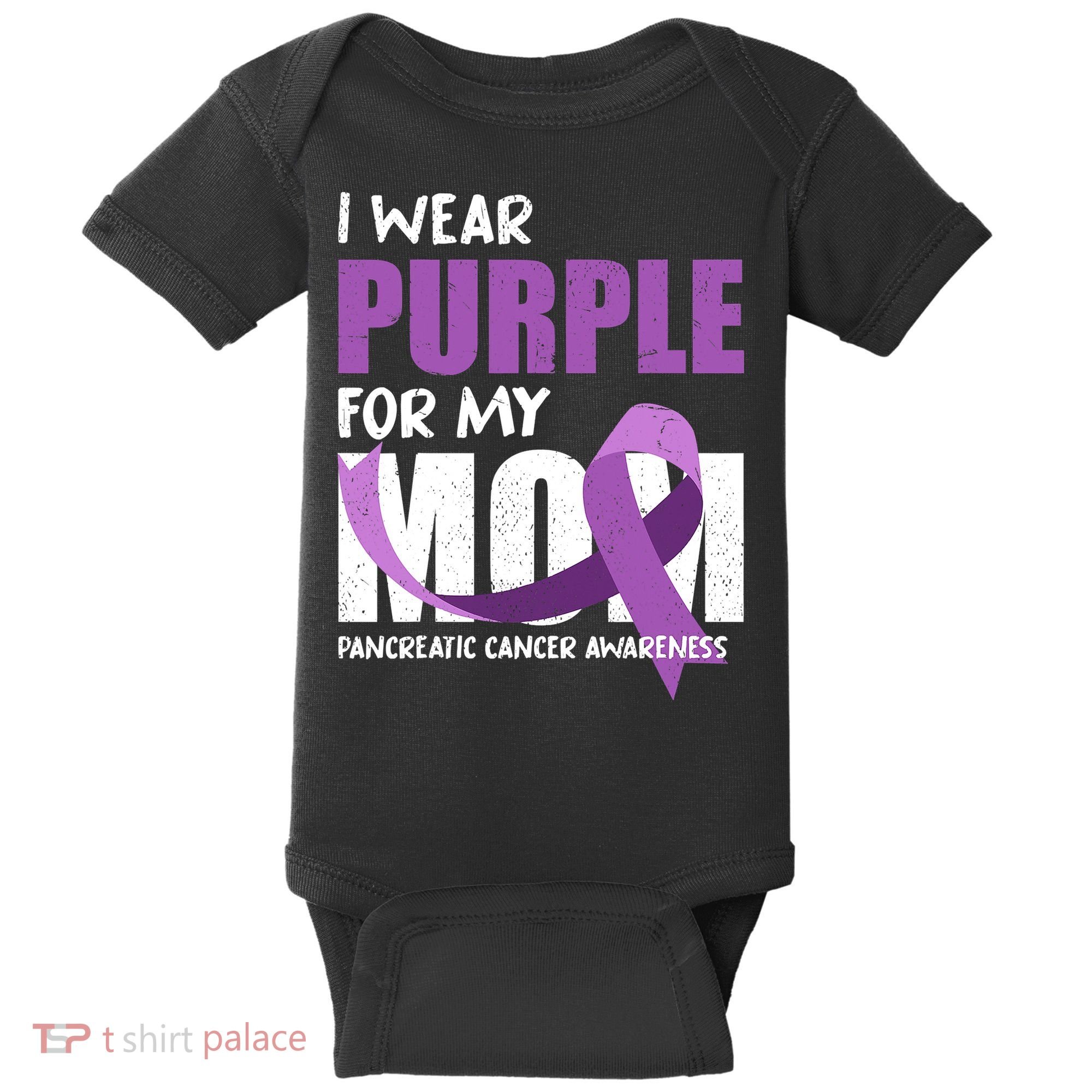 Purple Ribbon Fighter Mom Funny Pancreatic Cancer Awareness Baby Bodysuit