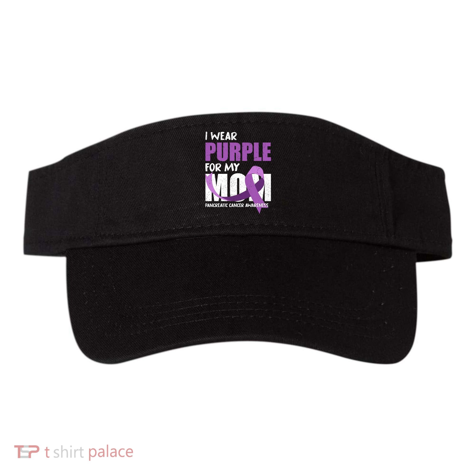 Purple Ribbon Fighter Mom Funny Pancreatic Cancer Awareness Visor