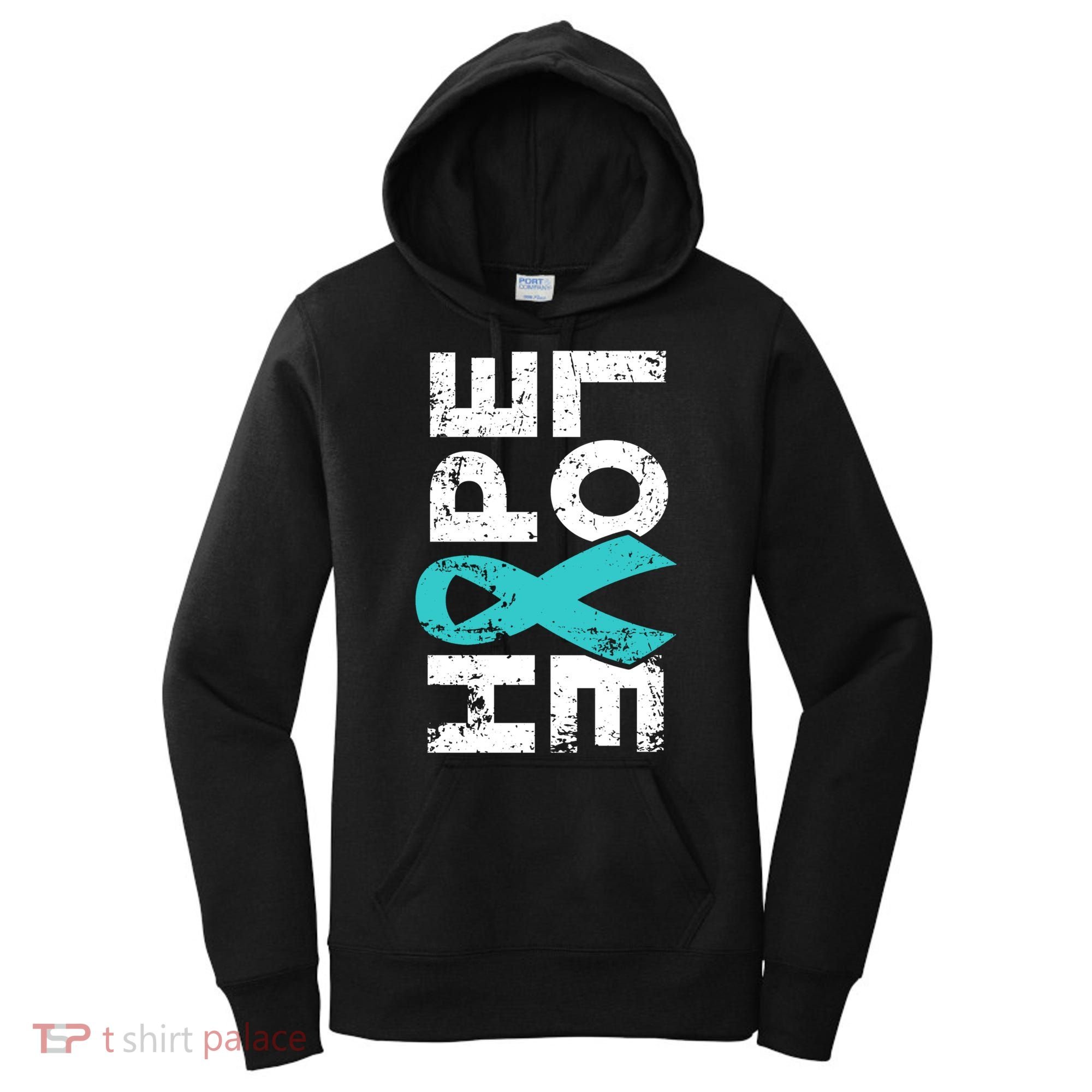 Ptsd Ribbon Great Gift Teal Ribbon Tal Health Awareness Women's Hoodie