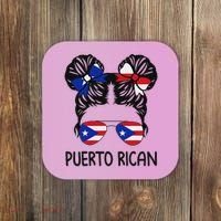 Puerto Rican Girl Messy Hair Puerto Rico Pride Coaster thumb 0