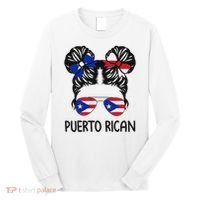 Puerto Rican Girl Messy Hair Puerto Rico Pride Long Sleeve Shirt thumb 0