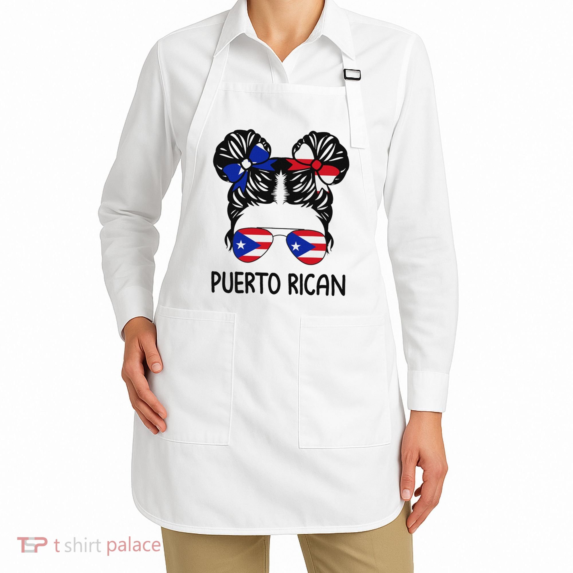 Puerto Rican Girl Messy Hair Puerto Rico Pride Apron