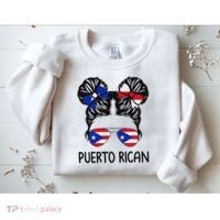 Puerto Rican Girl Messy Hair Puerto Rico Pride Sweatshirt thumb 2