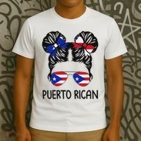 Puerto Rican Girl Messy Hair Puerto Rico Pride T-Shirt thumb 3