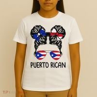 Puerto Rican Girl Messy Hair Puerto Rico Pride T-Shirt thumb 4