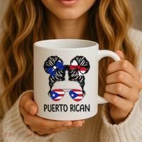 Puerto Rican Girl Messy Hair Puerto Rico Pride Coffee Mug thumb 3