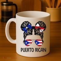 Puerto Rican Girl Messy Hair Puerto Rico Pride Coffee Mug thumb 4