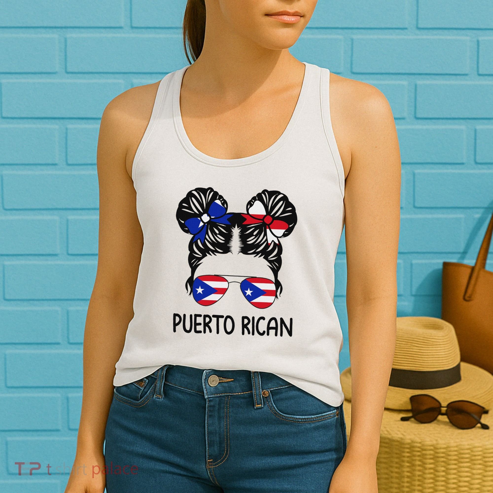 Puerto Rican Girl Messy Hair Puerto Rico Pride Women's Tank Top