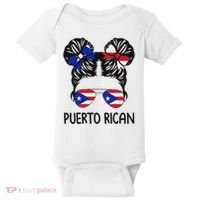 Puerto Rican Girl Messy Hair Puerto Rico Pride Baby Bodysuit thumb 0