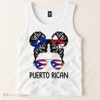 Puerto Rican Girl Messy Hair Puerto Rico Pride Tank Top thumb 2