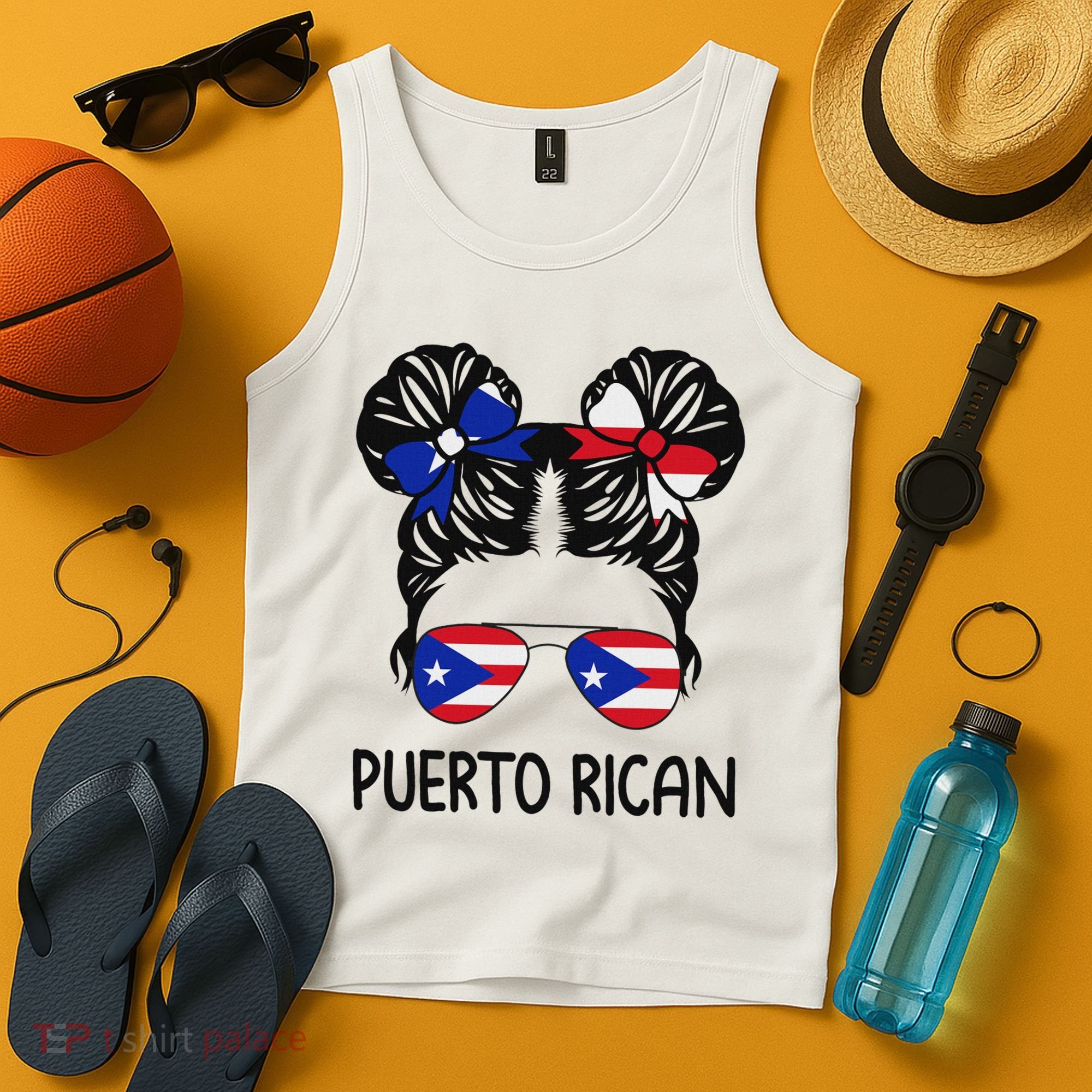 Puerto Rican Girl Messy Hair Puerto Rico Pride Tank Top