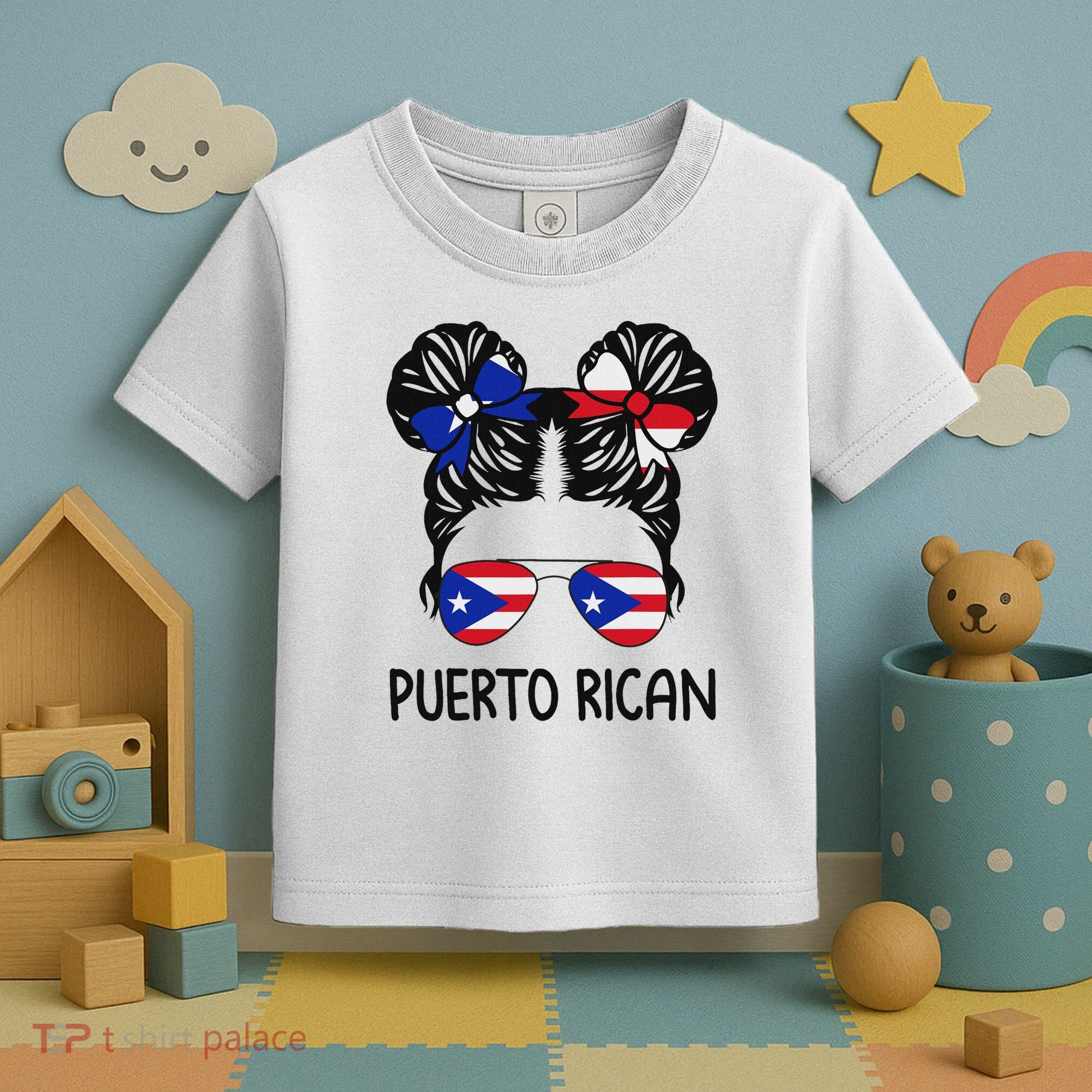 Puerto Rican Girl Messy Hair Puerto Rico Pride Toddler T-Shirt