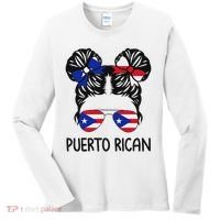 Puerto Rican Girl Messy Hair Puerto Rico Pride Women's Long Sleeve Shirt thumb 0