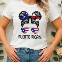 Puerto Rican Girl Messy Hair Puerto Rico Pride Women's T-Shirt thumb 2