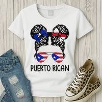 Puerto Rican Girl Messy Hair Puerto Rico Pride Women's T-Shirt thumb 3