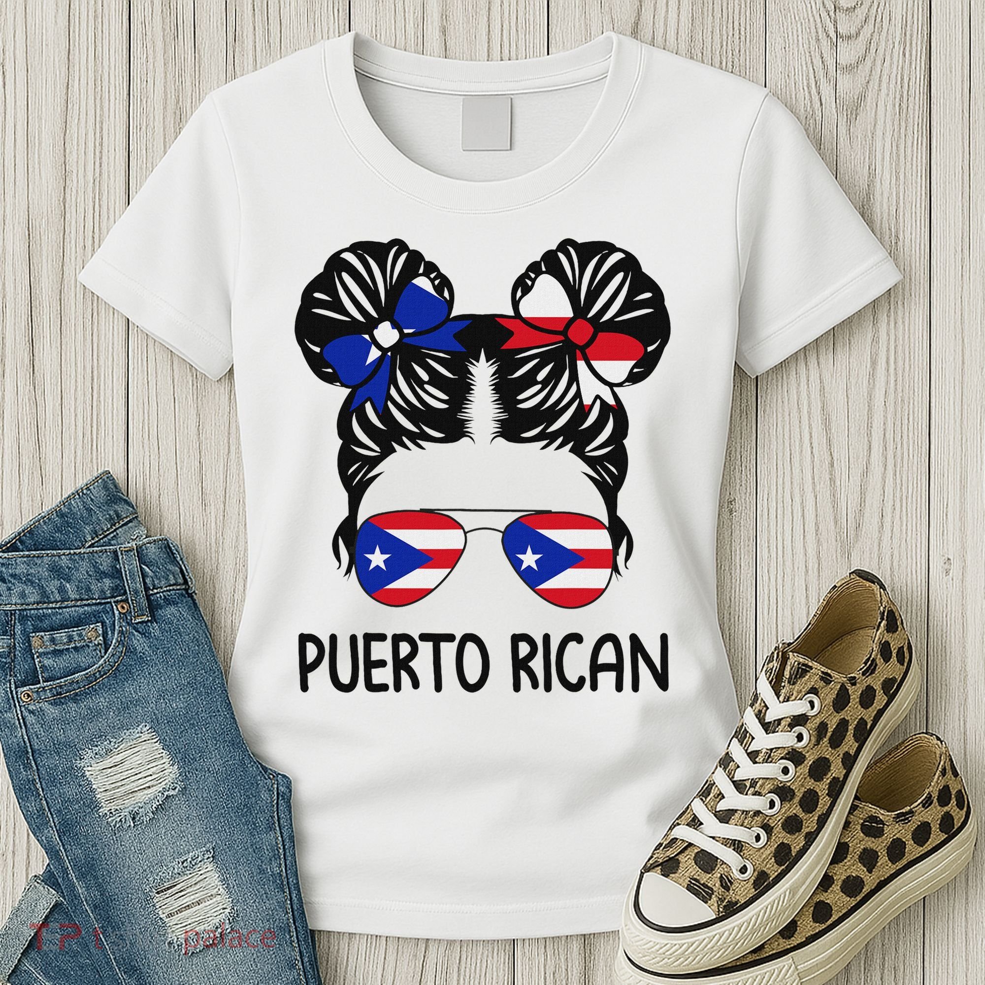 Puerto Rican Girl Messy Hair Puerto Rico Pride Women's T-Shirt
