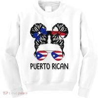 Puerto Rican Girl Messy Hair Puerto Rico Pride Kids Sweatshirt thumb 0