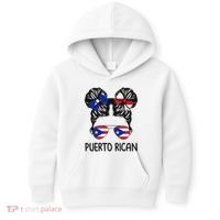Puerto Rican Girl Messy Hair Puerto Rico Pride Kids Hoodie thumb 0